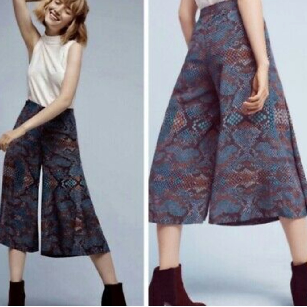 Anthropologie snake skin culotte